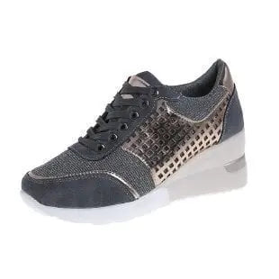 Bertha - Komfortable Wedge Ankel Sneakers med skridsikker sål-Sneakers-Lundbutik-Grå-35-Lund Butik