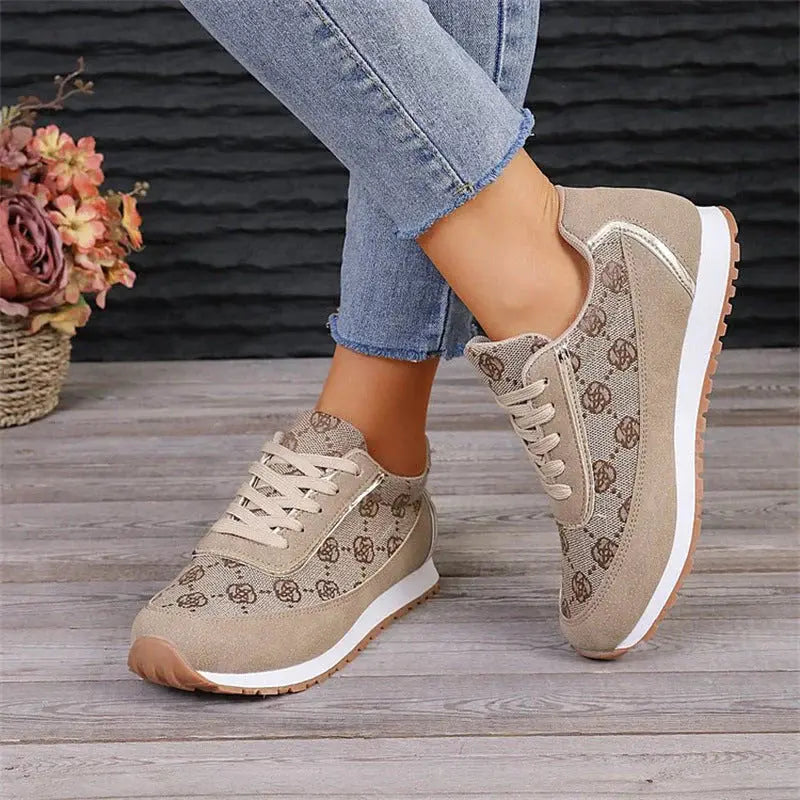 Agnes - Behagelige sneakers med skridsikker sål og blomsterprint-Sneakers-Lundbutik-Lund Butik