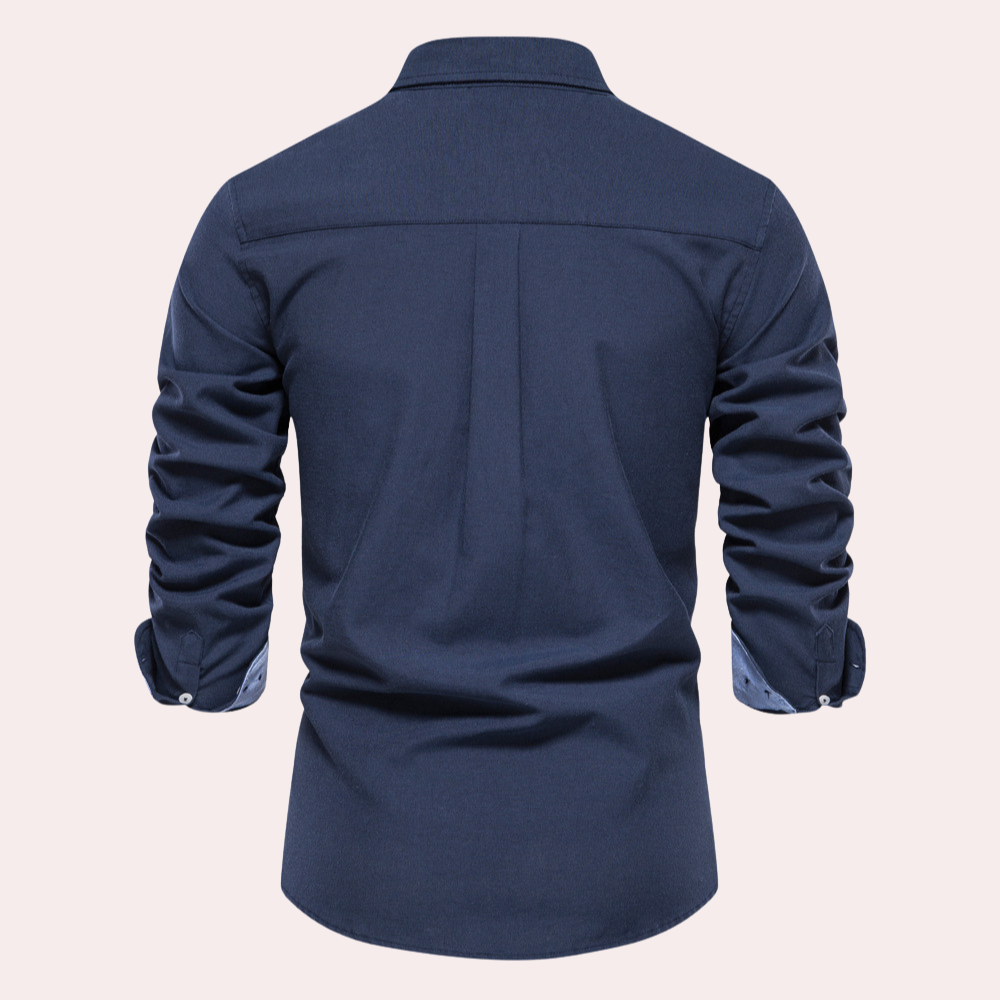 Alaric - Slim fit skjorte med turndown krave langt ærme og knapper Lundbutik