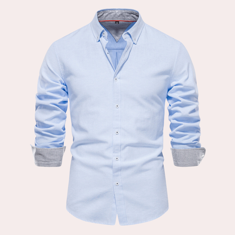 Alaric - Slim fit skjorte med turndown krave langt ærme og knapper Lundbutik