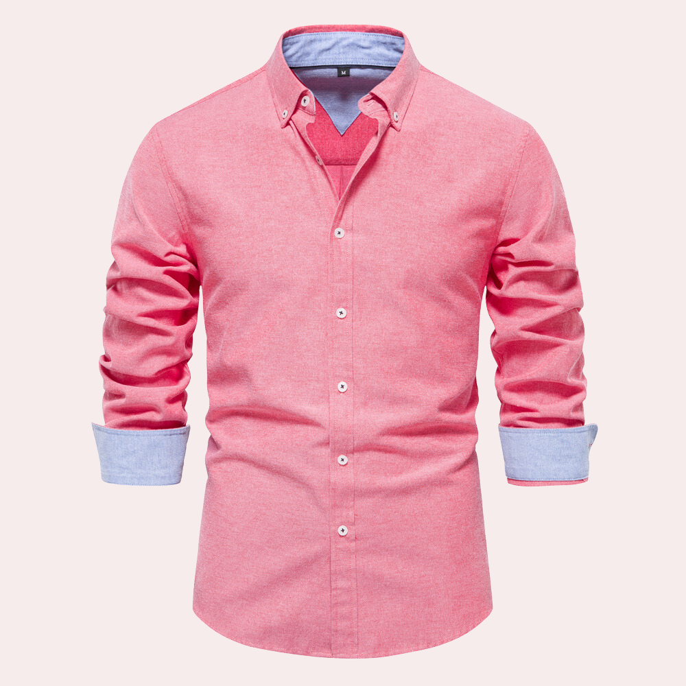 Alaric - Slim fit skjorte med turndown krave langt ærme og knapper Lundbutik