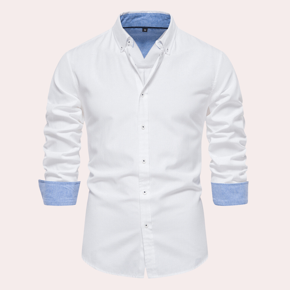 Alaric - Slim fit skjorte med turndown krave langt ærme og knapper Lundbutik
