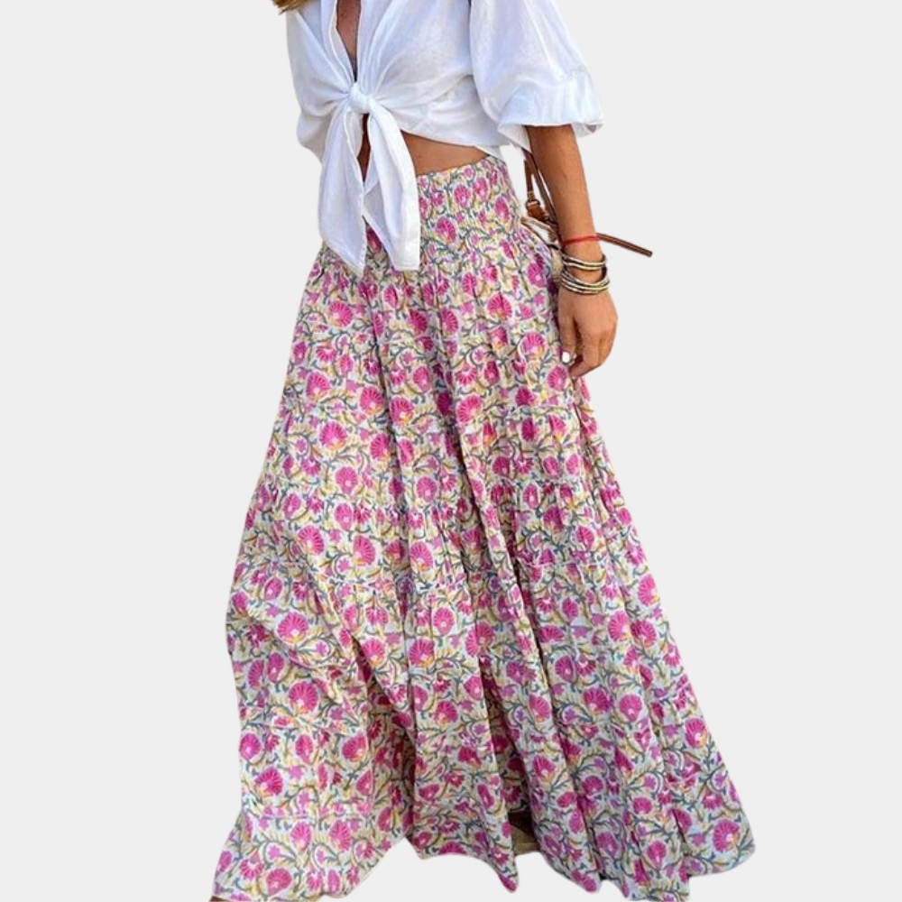 Sandra - Luksuriøse boho trykte nederdele med høj talje og løbegang Lundbutik