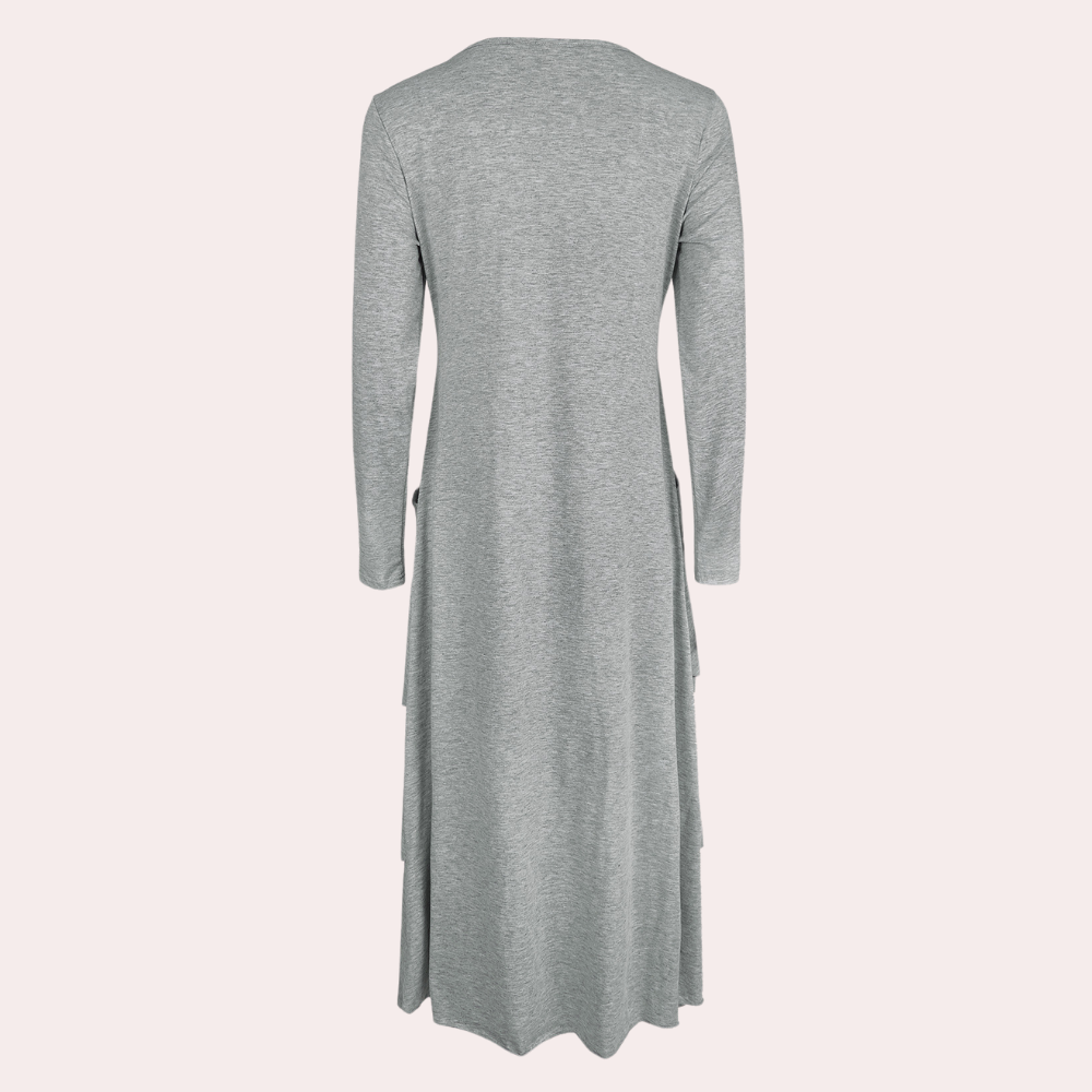 Samira - Casual lang kjole med rund hals og hjertepatter med lommer Lundbutik