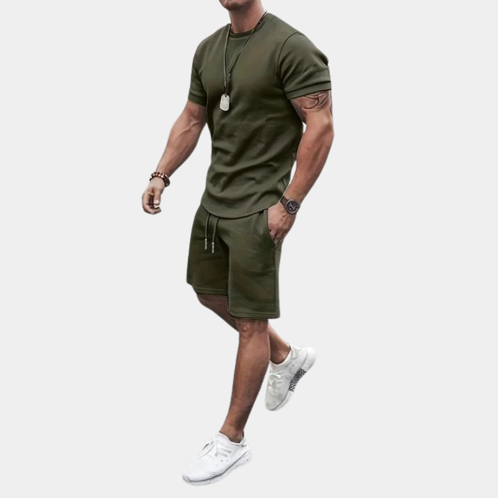 Anselm - Casual To stykker Sæt med skjorte med rund hals og matchende shorts Lundbutik