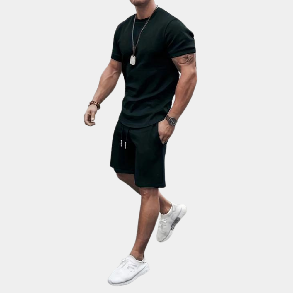 Anselm - Casual To stykker Sæt med skjorte med rund hals og matchende shorts Lundbutik