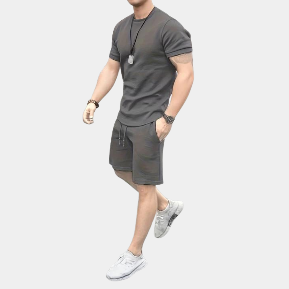 Anselm - Casual To stykker Sæt med skjorte med rund hals og matchende shorts Lundbutik