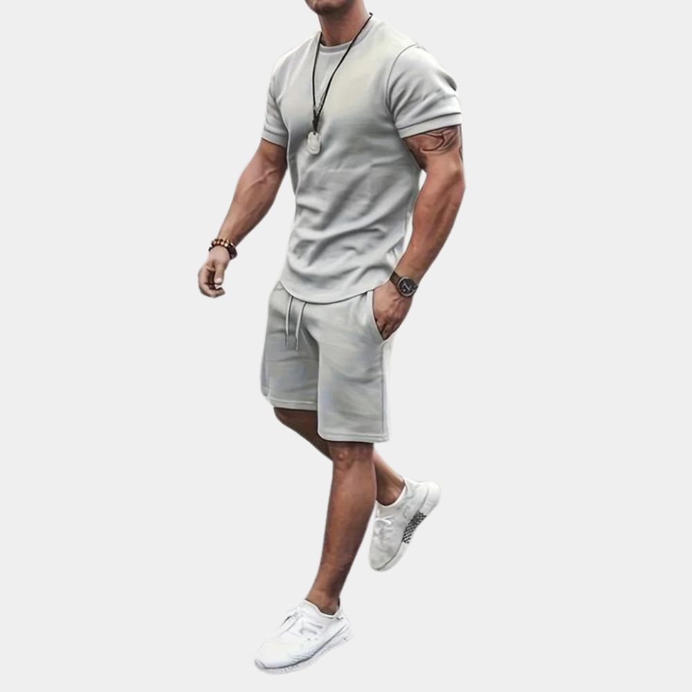 Anselm - Casual To stykker Sæt med skjorte med rund hals og matchende shorts Lundbutik