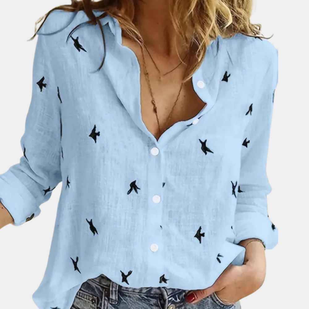 Saskia - Stilfuld skjorte med unikke mønstre langt ærme og knapper Lundbutik