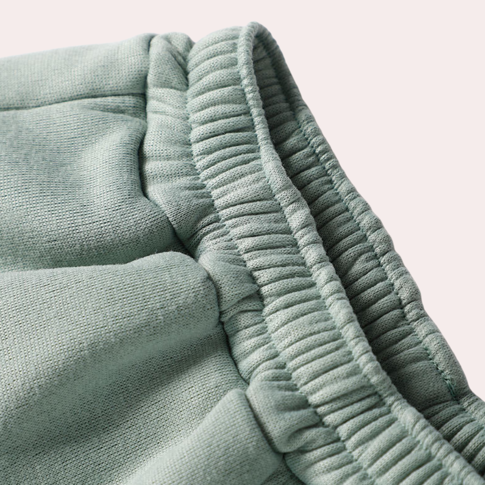Selma - Langærmet sweatshirt med lynlås og højtaljede bukser todelt sæt Lundbutik