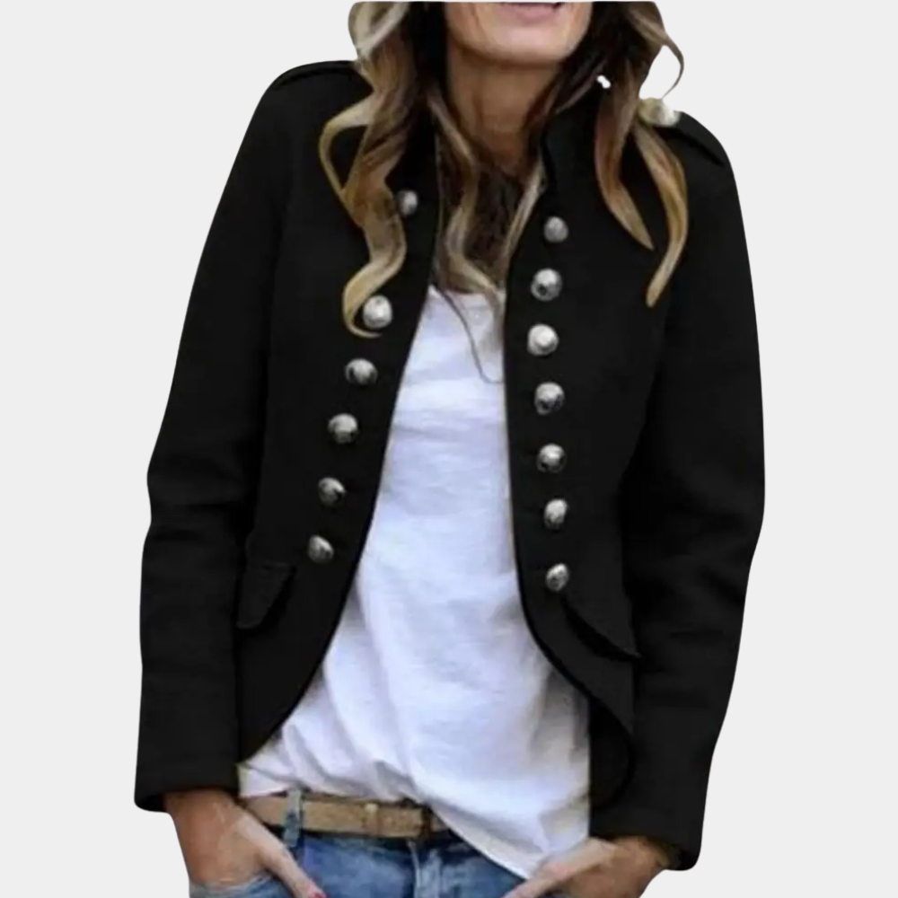 Samira - Komfortabel langærmet blazer med lommer og knapper Lundbutik