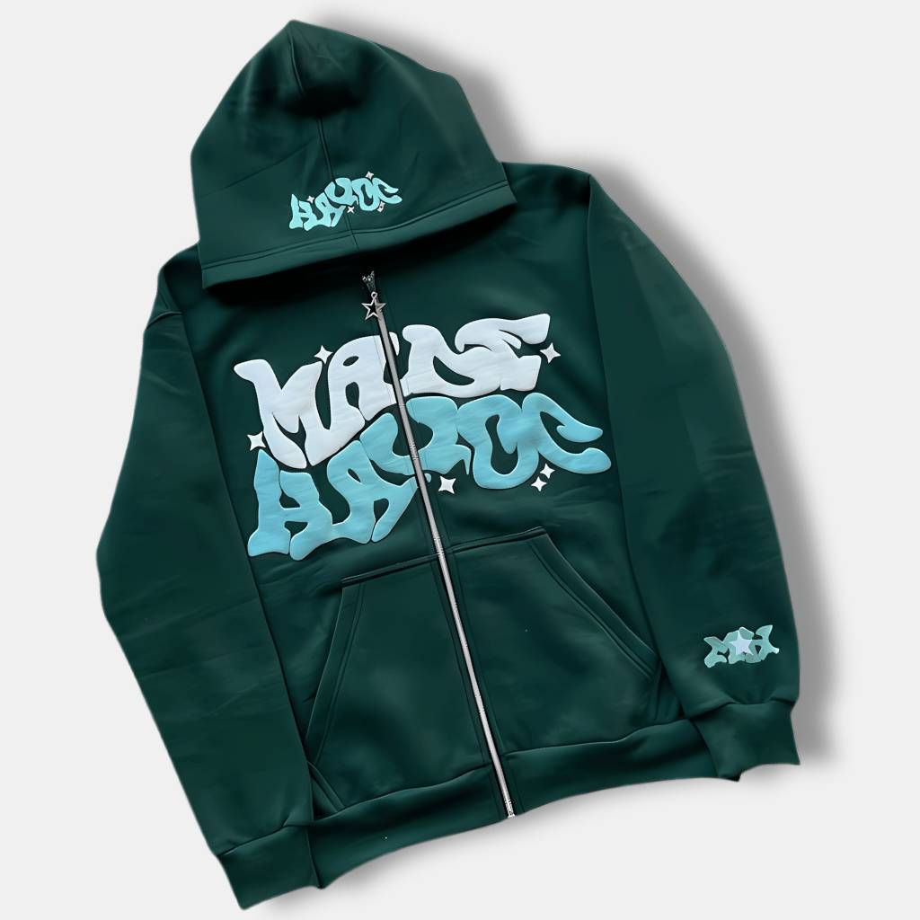 Unisex hættetrøje med graffitiprint – Streetwear i trendfarver