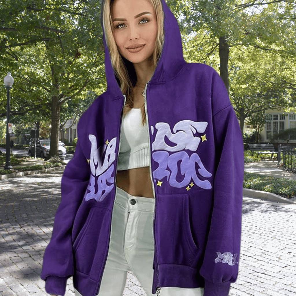 Unisex hættetrøje med graffitiprint – Streetwear i trendfarver