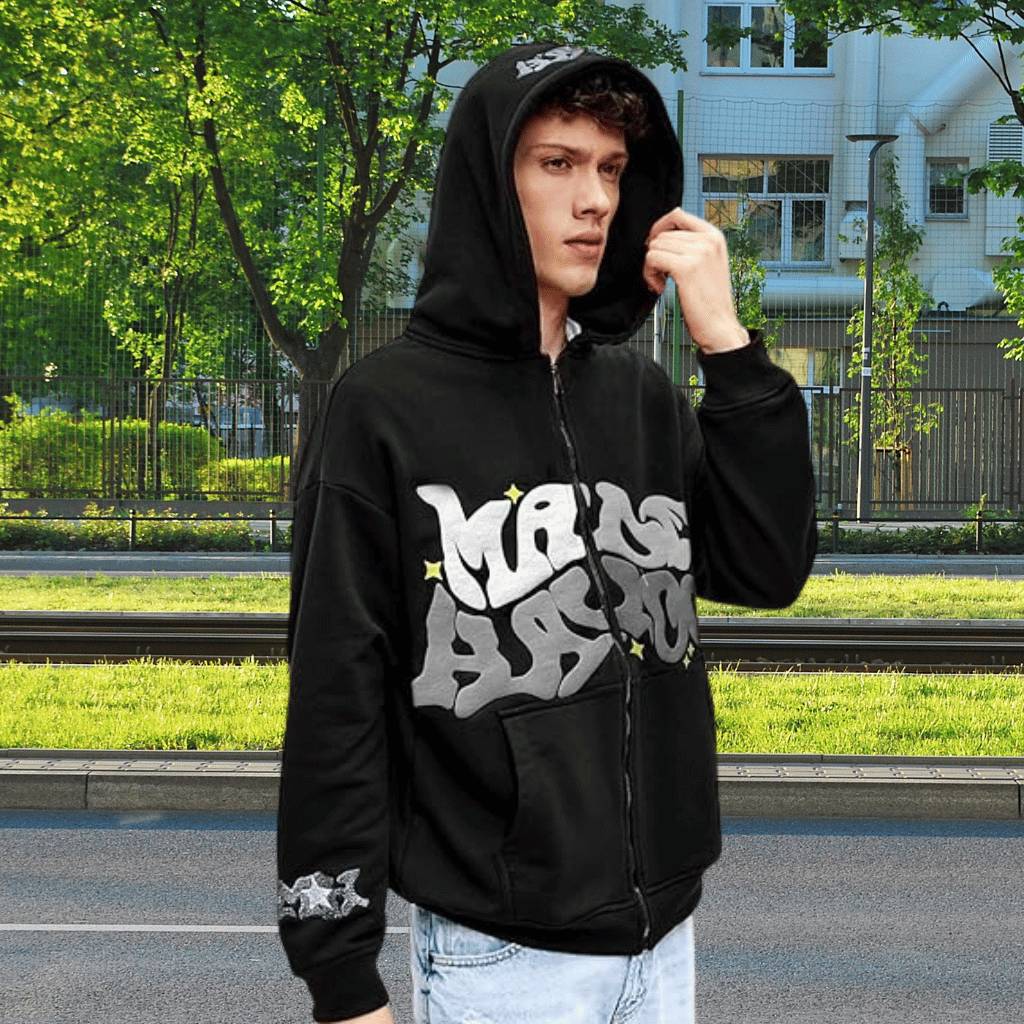 Unisex hættetrøje med graffitiprint – Streetwear i trendfarver