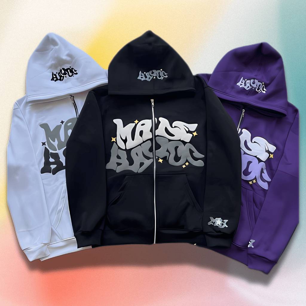 Unisex hættetrøje med graffitiprint – Streetwear i trendfarver