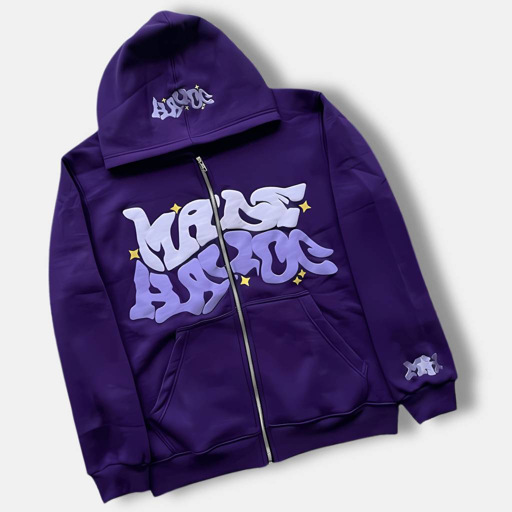 Unisex hættetrøje med graffitiprint – Streetwear i trendfarver