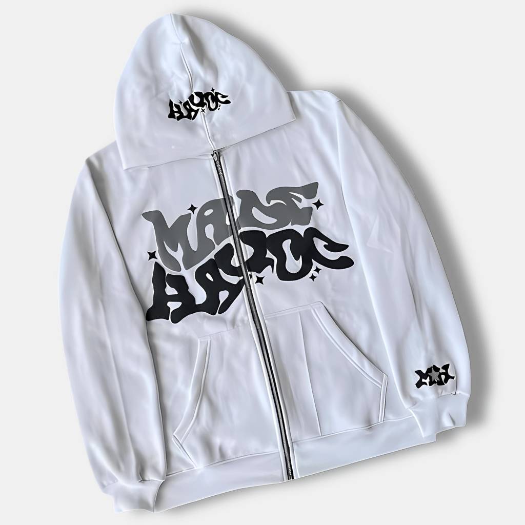 Unisex hættetrøje med graffitiprint – Streetwear i trendfarver