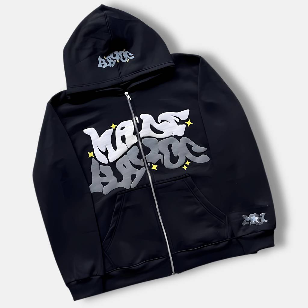 Unisex hættetrøje med graffitiprint – Streetwear i trendfarver