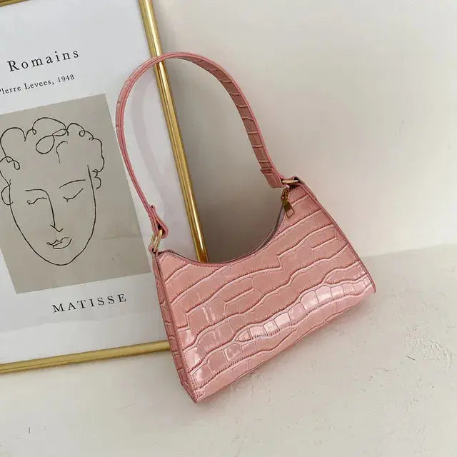 Blanca - Slidstærk generøs opbevaring Retro skuldertaske med lynlås-Apparel & Accessoiries-Lundbutik-Lyserød-Standard-Lund Butik