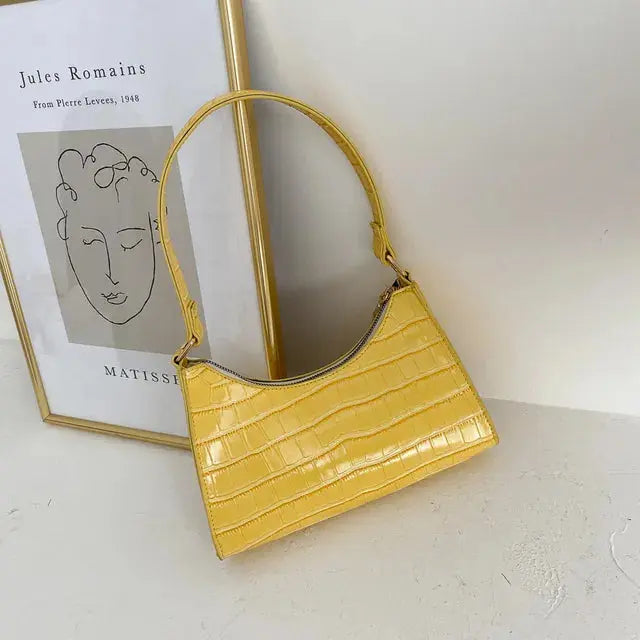 Blanca - Slidstærk generøs opbevaring Retro skuldertaske med lynlås-Apparel & Accessoiries-Lundbutik-Gul-Standard-Lund Butik