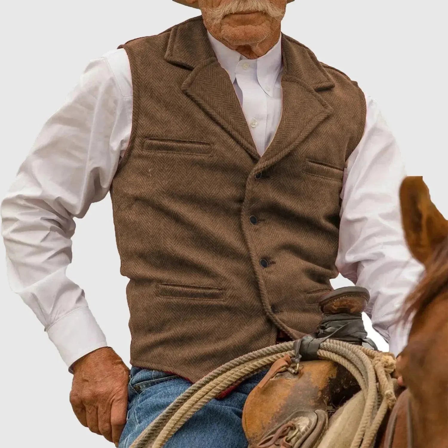 Anton - Afslappet vest med reverskrave knapper og lommer-Clothing-Lundbutik-Khaki-S-Lund Butik