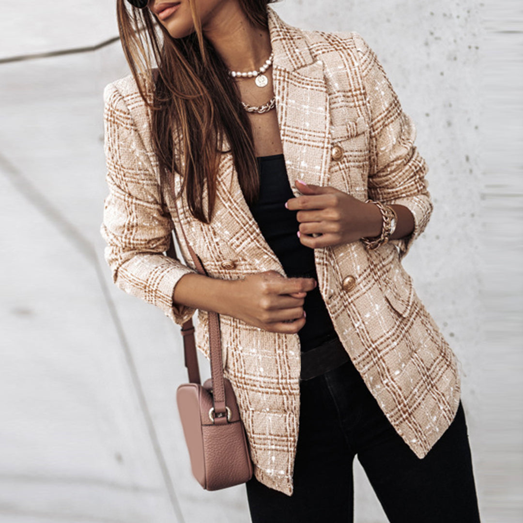 Fawnia - Smal pasform blazer med reverskrave langt ærme og knapper Lundbutik