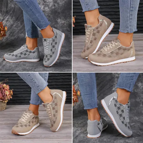 Agnes - Behagelige sneakers med skridsikker sål og blomsterprint-Sneakers-Lundbutik-Lund Butik