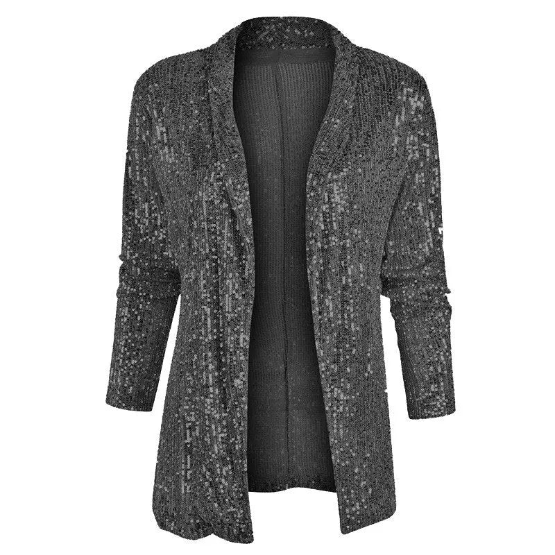 Vivian - Glitrende pailletblazer med lange ærmer-Clothing-Lundbutik-Sort-S-Lund Butik