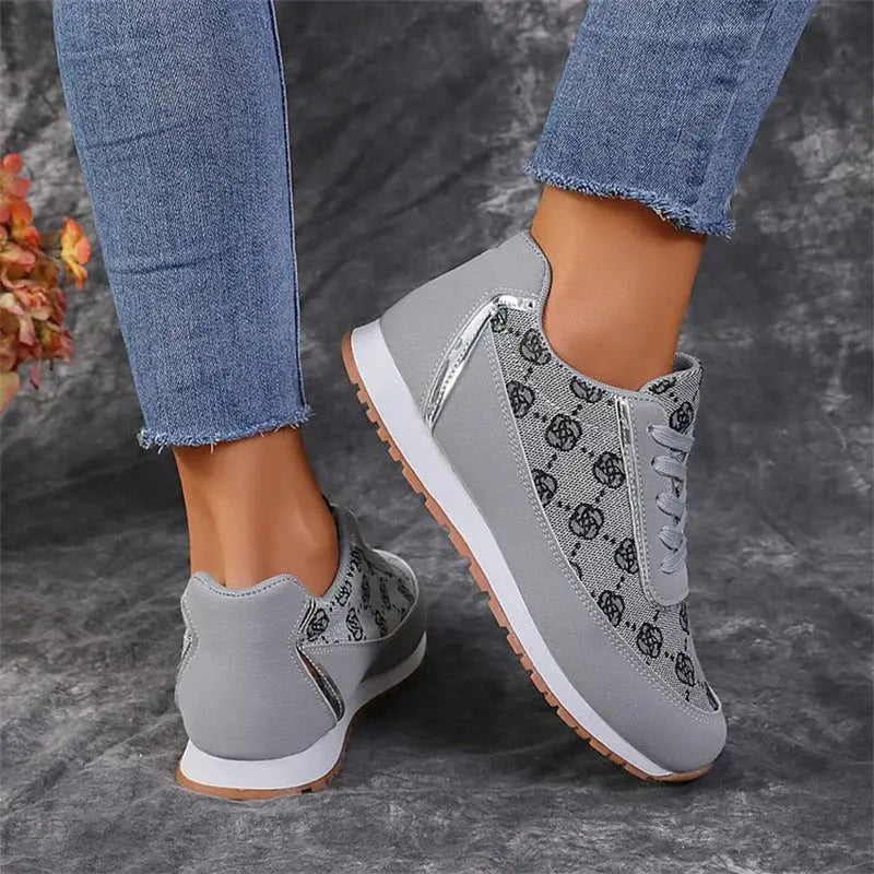 Agnes - Behagelige sneakers med skridsikker sål og blomsterprint-Sneakers-Lundbutik-Lund Butik