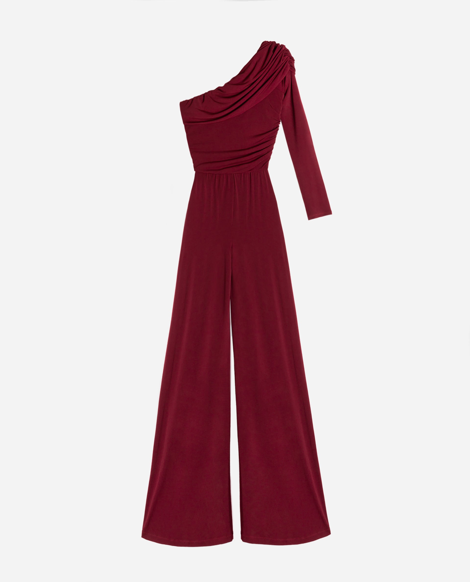 Laura – Elegant jumpsuit med én skulder lange ærmer og vide ben Lundbutik