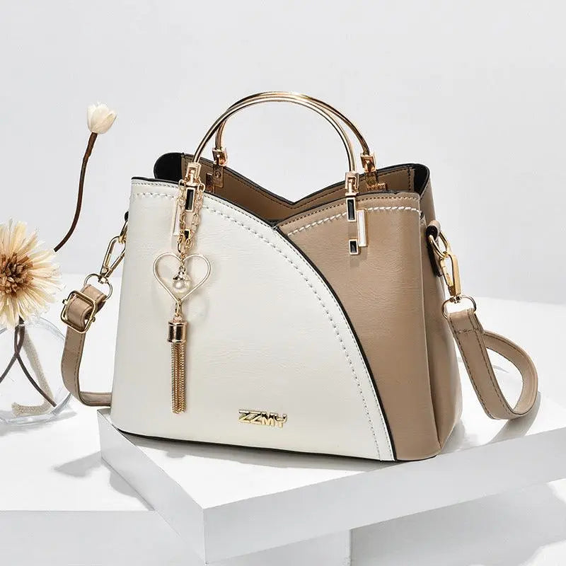 Briana - Elegant skuldertaske med justerbare stropper-Apparel & Accessoiries-Lundbutik-Hvid/Brun-Standard-Lund Butik