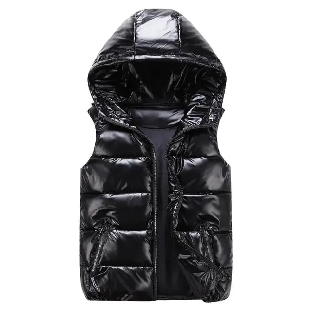 Anselm - Ærmeløs hættetrøje jakke med lynlås og lommer-Jackets-Lundbutik-Sort-2XS-Lund Butik