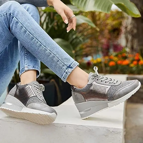 Bertha - Komfortable Wedge Ankel Sneakers med skridsikker sål-Sneakers-Lundbutik-Lund Butik