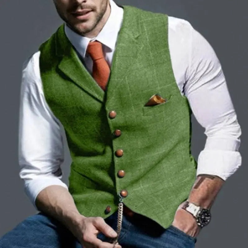 Carl - Casual slank pasform ternet vest med knapper og lomme-Clothing-Lundbutik-Lysegrøn-S-Lund Butik