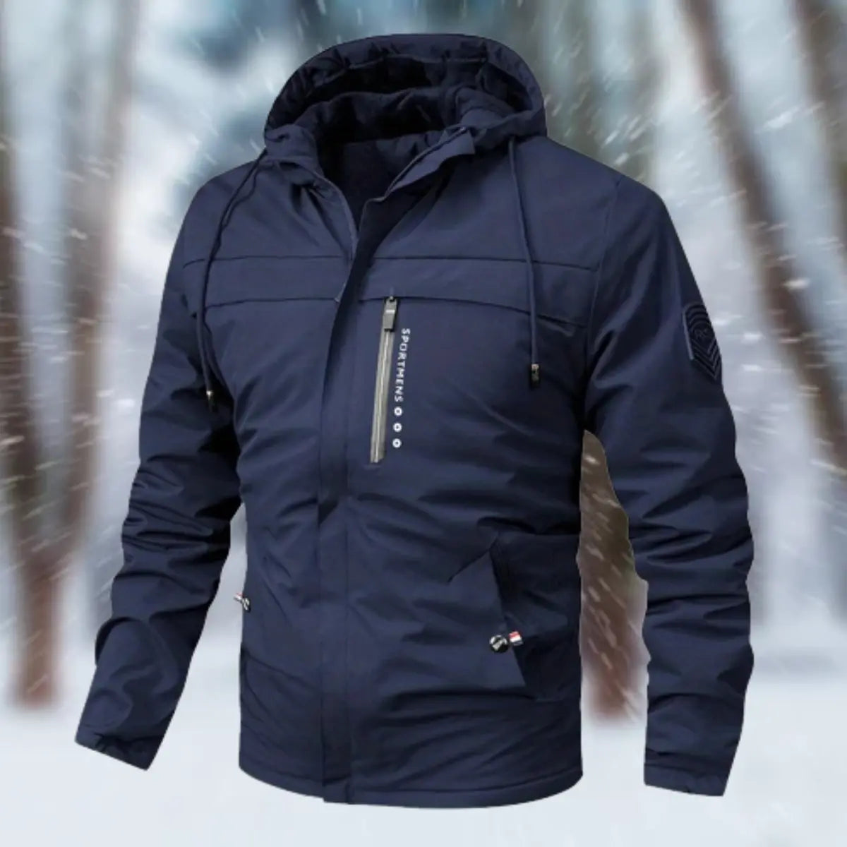 Henry - Langærmet vandtæt jakke med hætte og lommer-Jackets-Lundbutik-Mørkeblå-M-Lund Butik