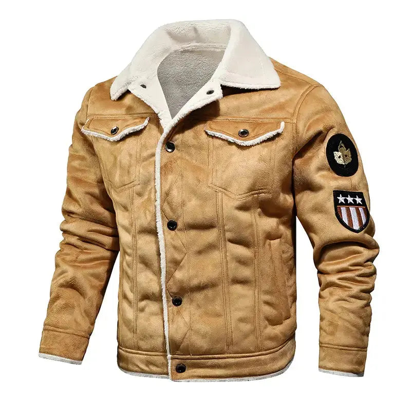 Carl - Varm langærmet jakke med knapper og lommer-Jackets-Lundbutik-Khaki-M-Lund Butik