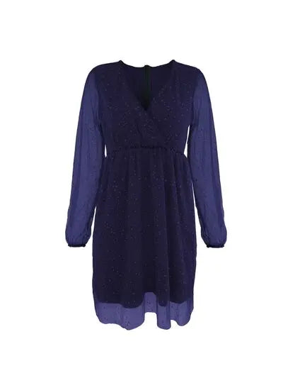 Julie - Luksuriøs minikjole i mesh med dyb V-hals og langt ærme-Dresses-Lundbutik-Lund Butik