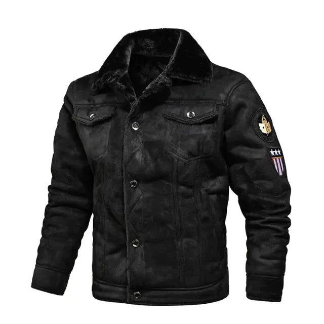 Carl - Varm langærmet jakke med knapper og lommer-Jackets-Lundbutik-Sort-M-Lund Butik