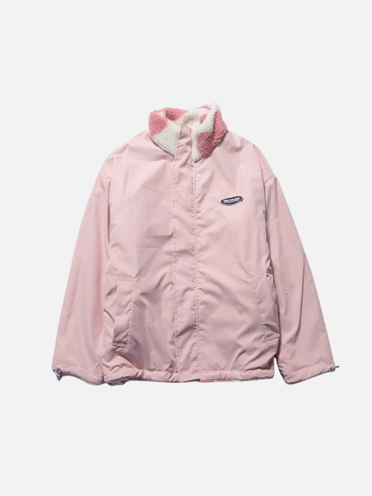 Bente - Dobbeltsidet fleecejakke med hjerteprint og lynlås-Jackets-Lundbutik-Lund Butik