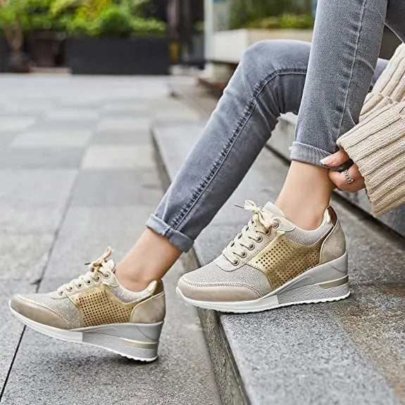 Bertha - Komfortable Wedge Ankel Sneakers med skridsikker sål-Sneakers-Lundbutik-Lund Butik