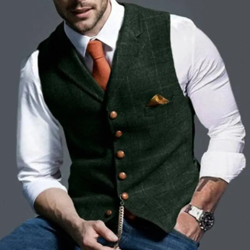 Carl - Casual slank pasform ternet vest med knapper og lomme-Clothing-Lundbutik-Mørkegrøn-S-Lund Butik