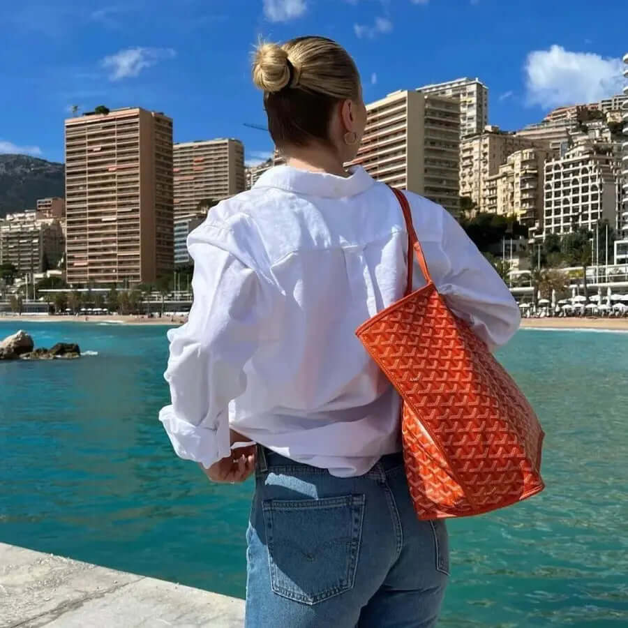 Camila – Rummelig Dame Tote Håndtaske med Indvendige Lommer-Handbags-Lundbutik-Orange-Standard-Lund Butik