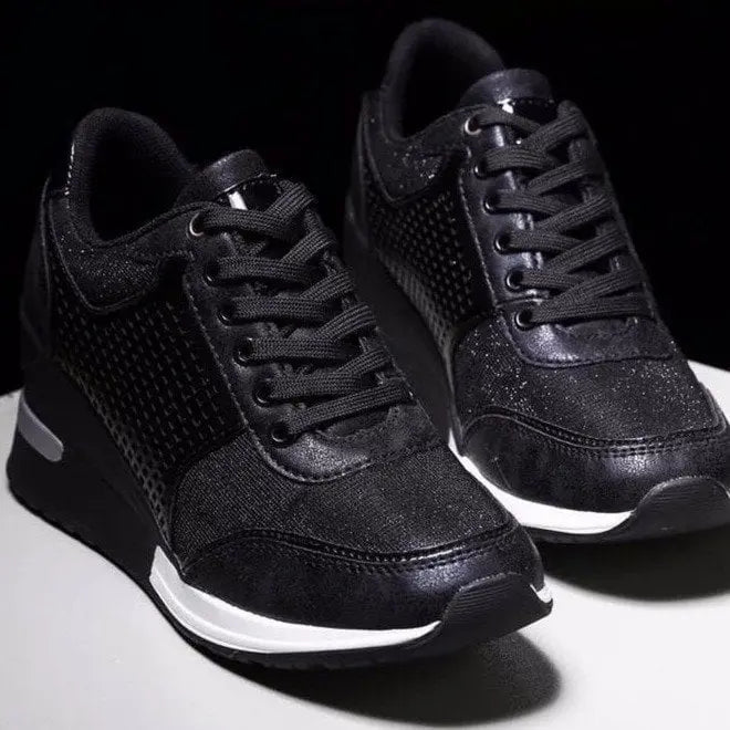 Bertha - Komfortable Wedge Ankel Sneakers med skridsikker sål-Sneakers-Lundbutik-Sort-35-Lund Butik