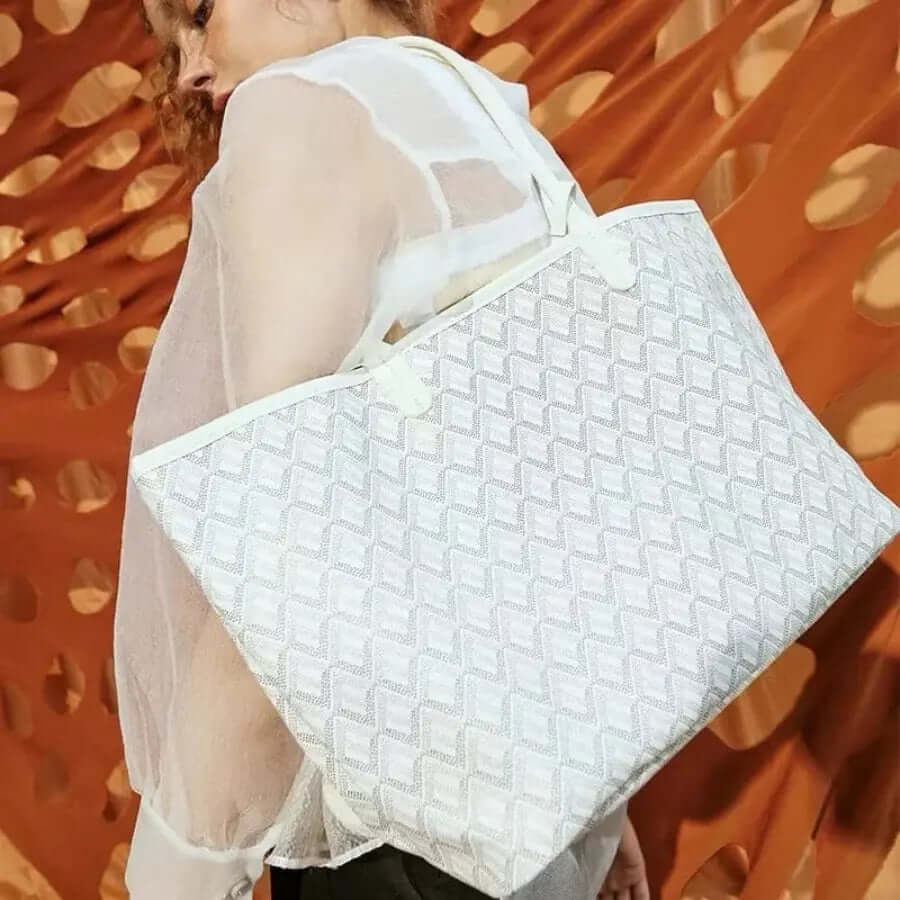 Camila – Rummelig Dame Tote Håndtaske med Indvendige Lommer-Handbags-Lundbutik-Hvid-Standard-Lund Butik