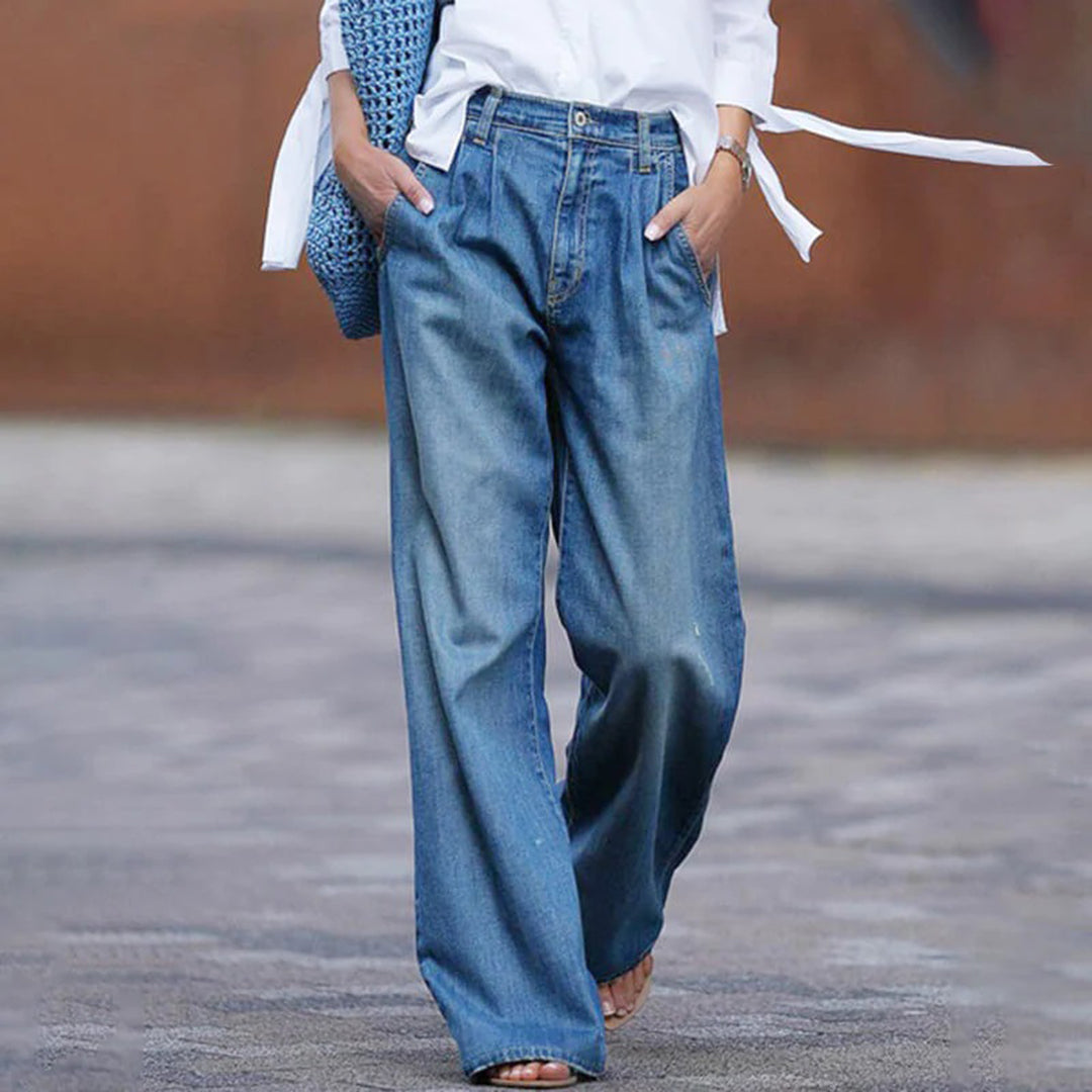 Alexandra - Jeans med afslappet pasform med lomme Lundbutik