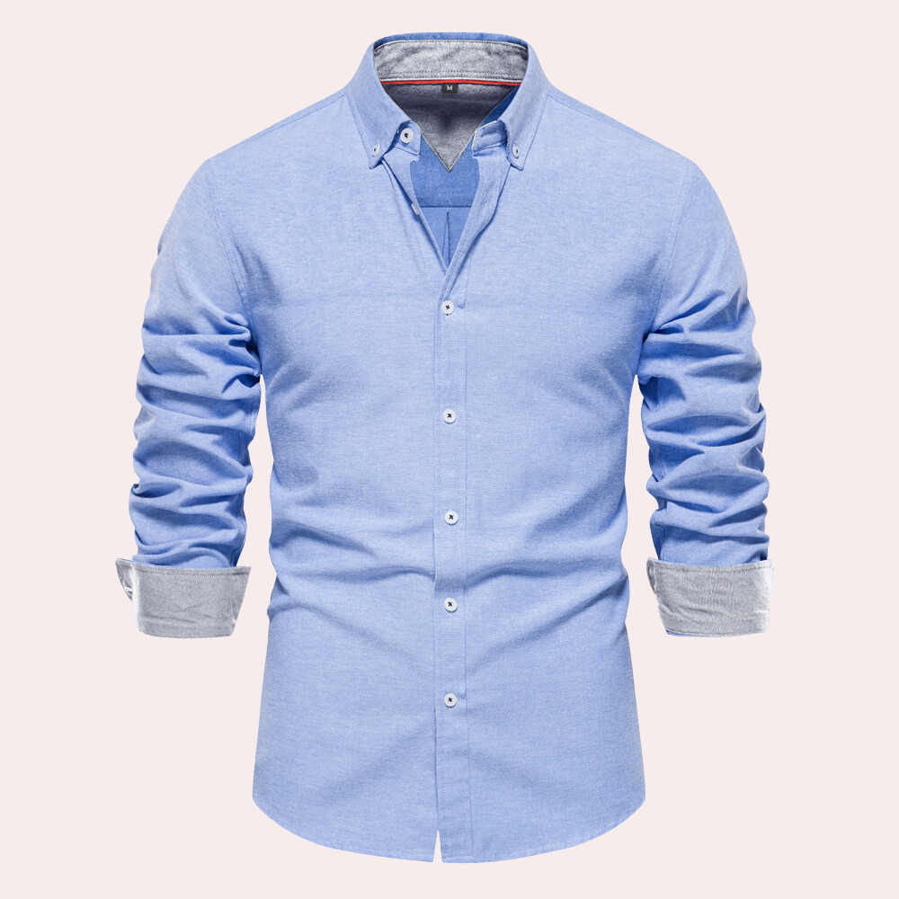Alaric - Slim fit skjorte med turndown krave langt ærme og knapper Lundbutik