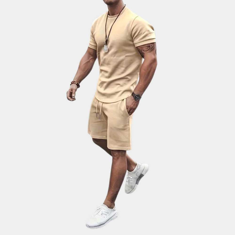 Anselm - Casual To stykker Sæt med skjorte med rund hals og matchende shorts Lundbutik