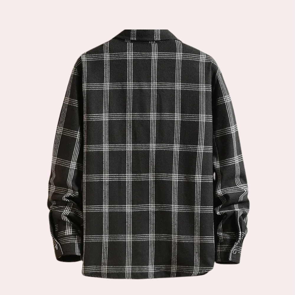 Henry - Casual ternet langærmet skjorte med knapper og lommer Lundbutik