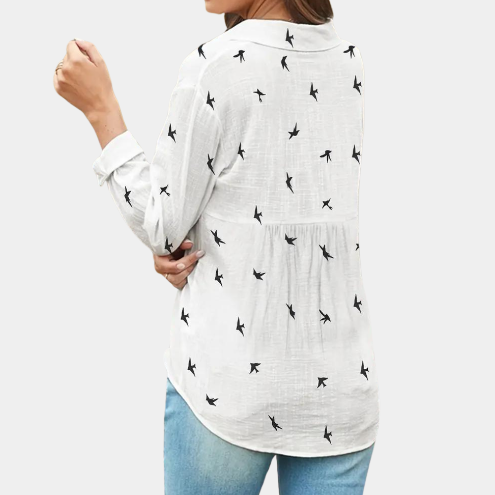 Saskia - Stilfuld skjorte med unikke mønstre langt ærme og knapper Lundbutik