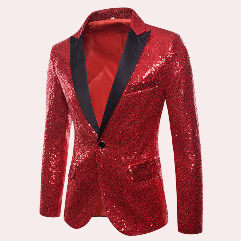 Anton - Moderigtig Paillet Blazer med reverskrave og langt ærme Lundbutik